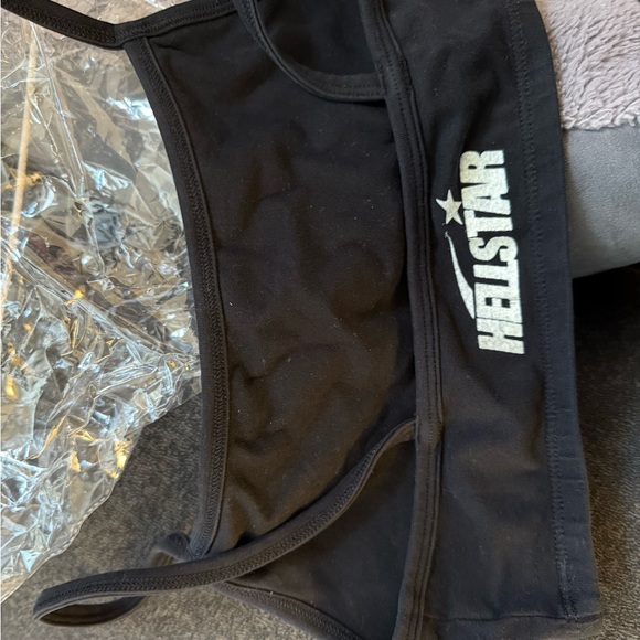 Black Crop Top with Mountain Logo - Picture 2 of 2